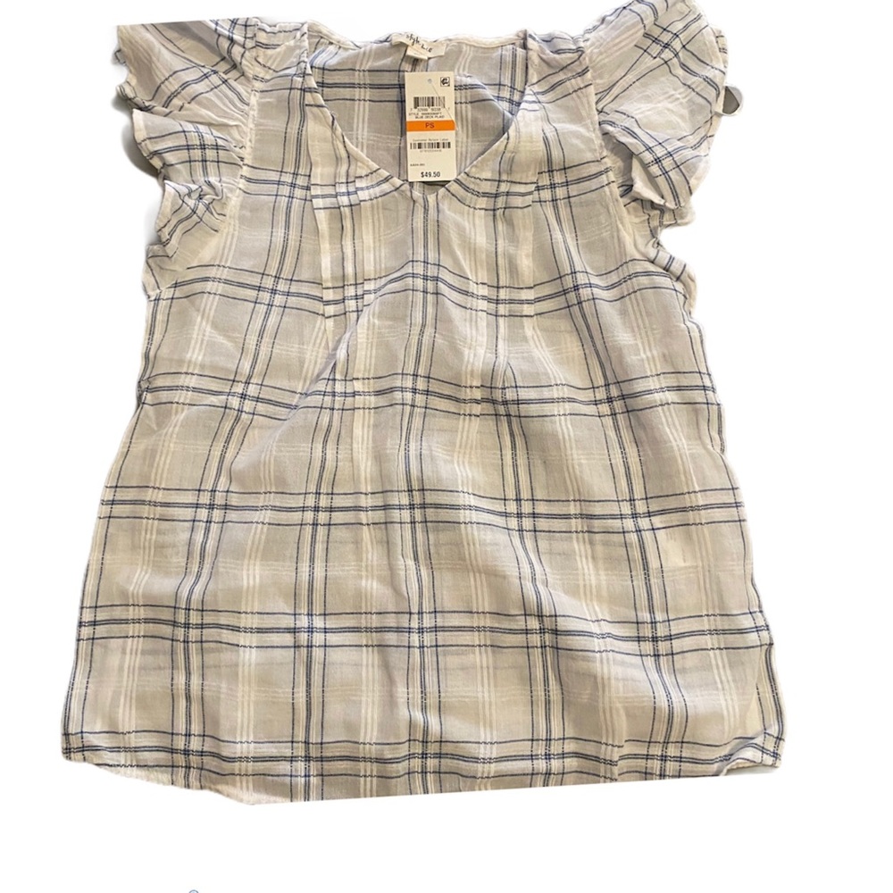NWT! Style & Co. Cotton Plaid V-Neck Top, Petite S